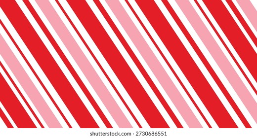Candy cane Christmas background, peppermint diagonal stripes print seamless pattern