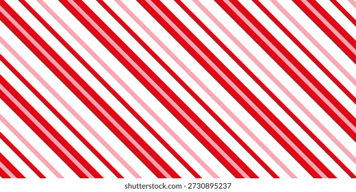 Candy cane Christmas background, peppermint diagonal stripes print seamless pattern

