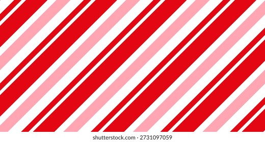Candy cane Christmas background, peppermint diagonal stripes print seamless pattern

