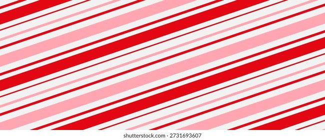 Candy cane Christmas background, peppermint diagonal stripes print seamless pattern
