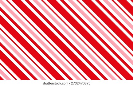 Candy cane Christmas background, peppermint diagonal stripes print seamless pattern. vector Eps 10