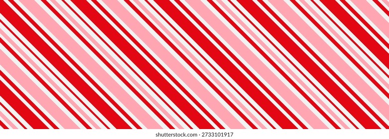 Candy cane Christmas background, peppermint diagonal stripes print seamless pattern. vector Eps 10