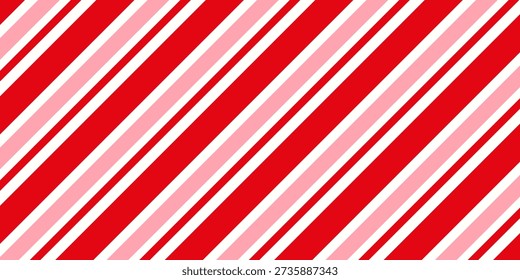 Candy cane Christmas background, peppermint diagonal stripes print seamless pattern

