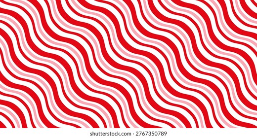 Candy cane Christmas background, peppermint diagonal stripes print seamless pattern