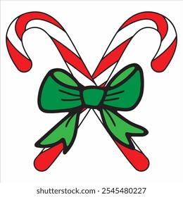 Candy Cane christmas clip art design on plain white transparent isolated background for card, shirt, hoodie, sweatshirt, apparel, card, tag, mug, icon, poster or badge