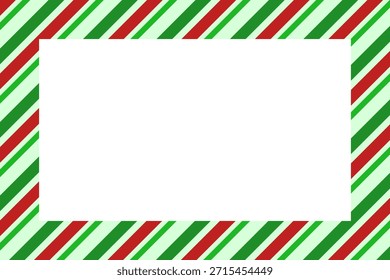 Candy Zuckerrohr Weihnachtsrahmen mit leeren Raum. Weihnachtsrahmen. Frohe Weihnachten Candy Rohr Rechteck Rahmen Kartenelemente Dekoration. Silvester Bilderrahmen Band mit roten, weißen oder grünen Streifen. gestreifter Weihnachtsrand
