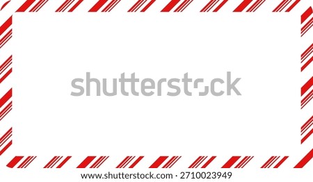 Candy cane christmas frame with blank space. Christmas border. Merry Christmas Candy cane frame card elements decoration. New Year picture frame ribbon. Xmas striped border. Banner or christmas card.