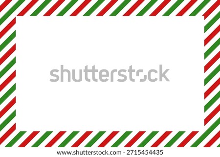 Candy cane christmas frame with blank space. Christmas border frame. Merry Christmas Candy cane rectangle frame card elements decoration. New Year picture frame ribbon with red, white or green stripes. Xmas striped border