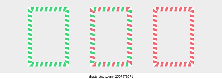 Candy cane Christmas frame. Decorations border