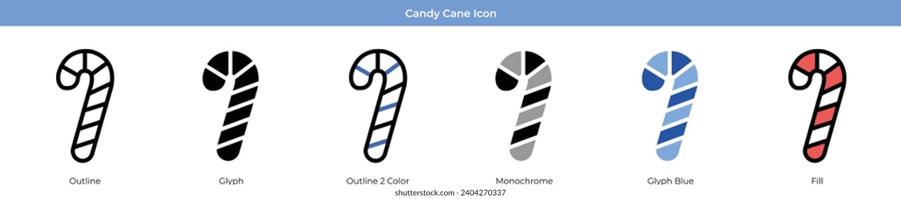 Candy Cane Weihnachtssymbol Set Vektorgrafik