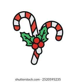 Candy cane christmas icon vector basic design simple and modern concept graphic