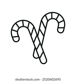Candy cane christmas icon vector basic design simple and modern concept graphic