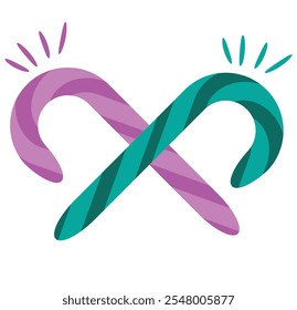 candy cane christmas candy. isolated vector illustration.