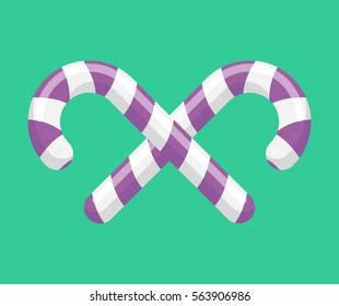 Candy cane. Christmas Mint candy purple isolated. lollipop Peppermint stick sweetness for new year
