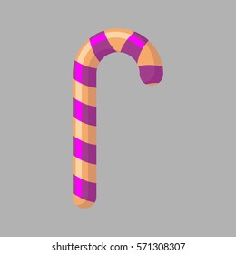 Candy cane. Christmas Mint candy purple isolated. lollipop Peppermint stick sweetness for new year
