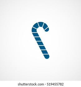 Candy Cane Christmas New Year Blue Flat Icon On White Background