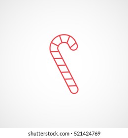 Candy Cane Christmas New Year Red Line Icon On White Background