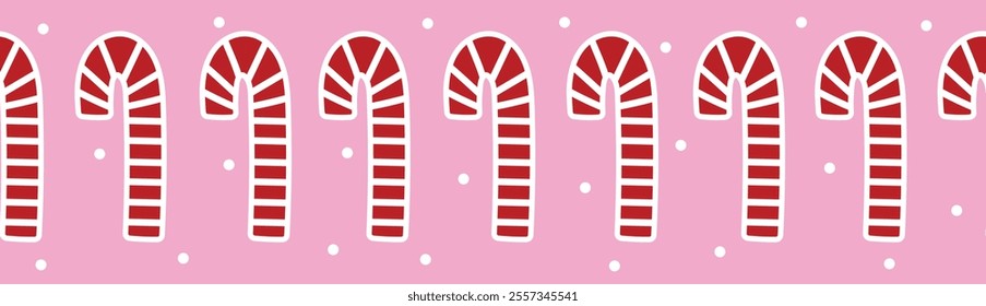 Candy cane Christmas seamless border design for wallpaper, textile design, fabric, notebook, card, wrapping paper