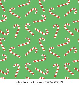 Candy cane. Christmas seamless pattern with candy cane. Cartoon, flat. Isolated vector illustration eps 10