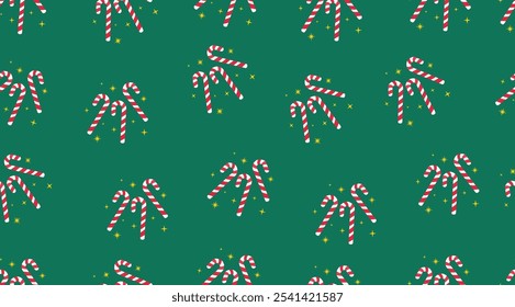 Projeto de padrão sem emenda de Natal de cana-de-doce para o fundo, papel de parede, design têxtil, tecido, cobertor, cartão, notebook, cartão de saudação, padrão de papel de embalagem, adesivo e etc.