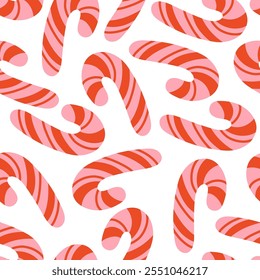 Candy cane Christmas seamless pattern design for wallpaper, textile design, fabric, notebook, card, wrapping paper