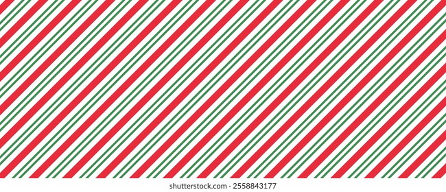 Candy cane Christmas seamless pattern background. Candy cane rectangle texture. New Year picture frame ribbon with red, green and white stripes. Merry Christmas card decoration