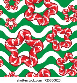 candy cane for christmas seamless pattern vector