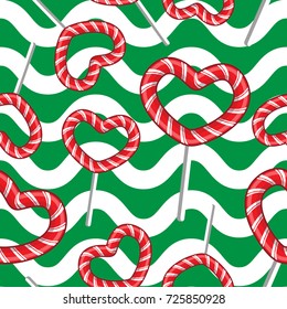 candy cane for christmas seamless pattern vector