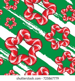 candy cane for christmas seamless pattern vector