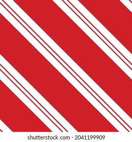 Caña de caramelo Navidad patrón vectorial sin fisuras. Fondo tradicional de rayas blancas rojas. Elegante fondo de rayas diagonales. Repetición geométrica lineal para festivo, envoltura de regalo de celebración, empaque
