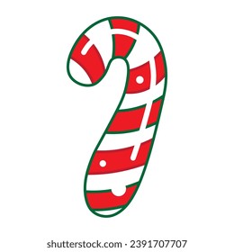 Candy Cane, Christmas sweet, isolated vector illustration.