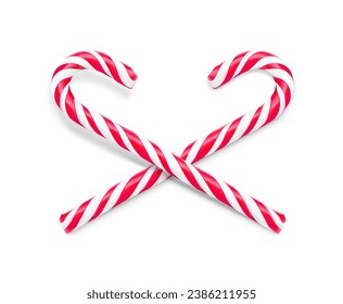 Candy cane Christmas symbol. Red lollipop with stripes. Vector illustration isolated on white background. Can be use for your design. EPS10.
