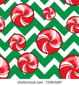 candy cane christmas vector seamless pattern