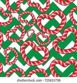 candy cane christmas vector seamless pattern