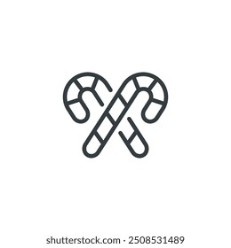 Candy cane christmas Xmas icon, vector illustration