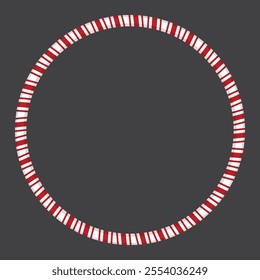 Candy cane circle frame christmas. Xmas striped border with copyspace. Background for banner or christmas card. Vector, holiday wallpaper illustration.