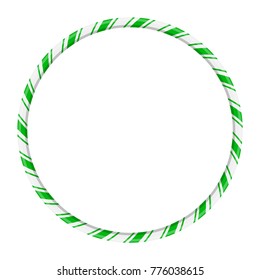 Candy cane circle frame for christmas design isolated on white background
