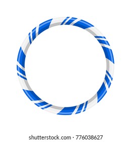 Candy cane circle frame for christmas design isolated on white background