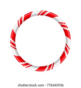 Candy cane circle frame for christmas design isolated on white background
