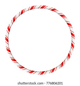 Candy cane circle frame for christmas design isolated on white background
