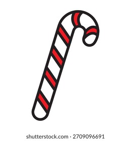 Icono de color de bastón de caramelo — Navidades mínimas Ilustración vectorial