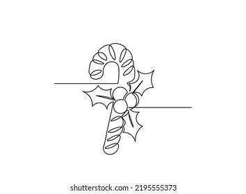 Candy cane Continuous line drawing. Vector illustration