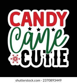 Candy Cane Cutie, Christmas Sticker Design Vector file