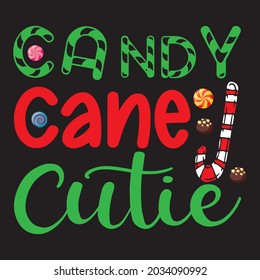Candy Cane Cutie - Christmas T-shirt Design, Vector Files