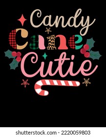 Candy Cane Cutie Retro Christmas Shirt Gift For Her Christmas T shirt Design