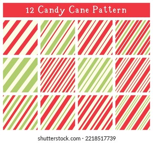 Candy cane Diagonal Stripe seamless pattern set Gift Wrap background wallpaper