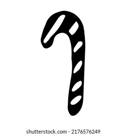 Candy cane doodle style vector illustration isolated on white background