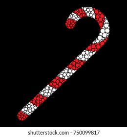 candy cane dot icon isolated on black background
