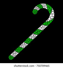 candy cane dot icon isolated on black background