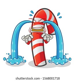 candy cane emoticon cry face cartoon vector mascot art illustration